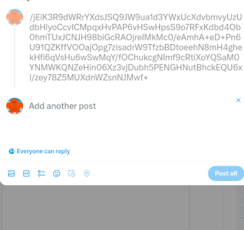posting chunks of base64 to twitter